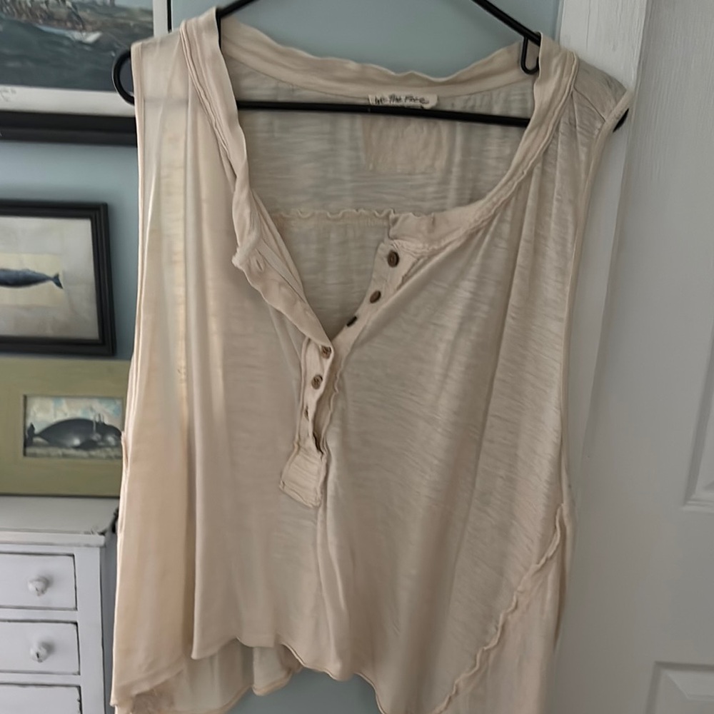We The Free Cream Button-Front Tank Top
